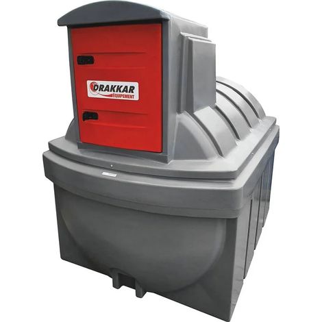 Drakkar Equipement – Cuve de stockage gasoil 2500L double parois 60L/min – Pompe 230V avec pistolet automatique – Dimensions 1550x2310x1950mm (1/2)