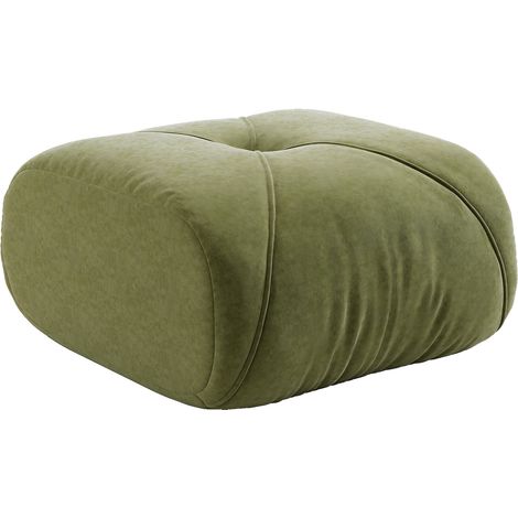 CHICFURN Pouf ottomano 78x76x45 cm in ciniglia verde, seduta imbottita per salotto accogliente (1/5)