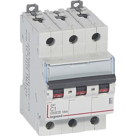 Disjoncteur DX³6000 10kA arrivée haute et départ bas à vis 3 Pôles 400V 1A courbe C pour peigne HX³ traditionnel LEGRAND 407821