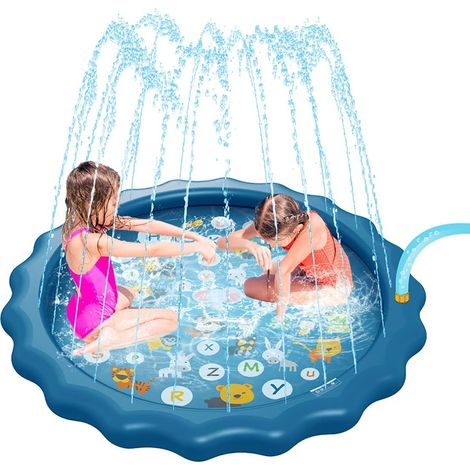 Sprinkler and Splash Games Tapis de piscine anti-dérapant pour arroseur, 170cm / 68" Blue Kids Splash Pad gonflable