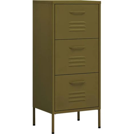 Pratico mobile portaoggetti 42,5 x 35 x 101,5 cm solido con cassetti estraibili in acciaio verde oliva 020046868