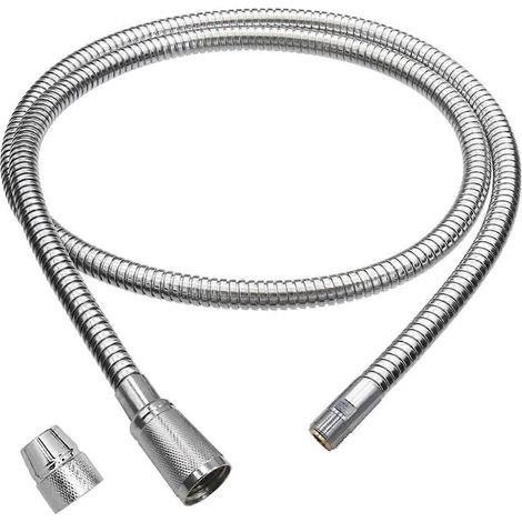Flexible de remplacement pour robinet de cuisine Grohe Alira Ashford odisc Ladylux - 150 cm, extensible, en acier inoxydable et laiton avec finition chromée Starlight, raccord 1/2". (1/5)