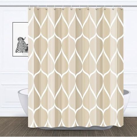 Cortina de ducha color marfil, 72 x 72 pulgadas, poliéster impermeable, de secado rápido, dobladillo con peso, lavable a máquina, incluye 12 ganchos.