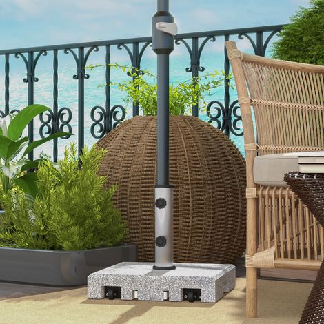 Base cuadrada de granito para sombrilla - base metálica con contrapeso y 2 ruedas, peso neto 28 kg - dimensiones 41 cm de largo x 41 cm de ancho x 37,5 cm de alto