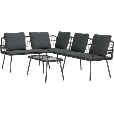 Conjunto de sofás de jardín 2 uds. Negro ratán sintético vidaXL (1/5)
