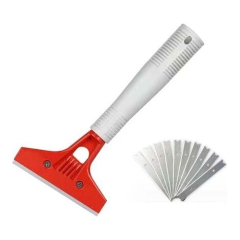 Grattoir pour Plaque avec 10 Lames Métalliques, Outils de Nettoyage des Sols en Carreaux de Verre (1/4)