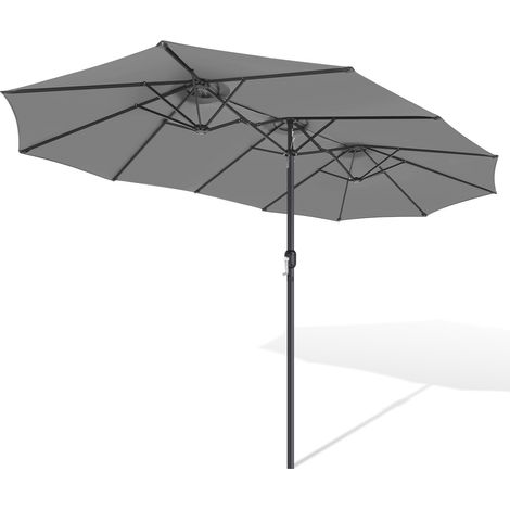 Randaco Dreikopf Sonnenschirm Grau XXL – Extra große Schirmfläche, 3-teiliges Design für maximale Beschattung im Garten