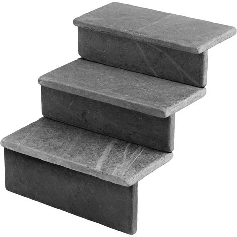 Dessus de marche Ardoise Noire Vieillie 50x25x3 cm Bord Droit (à l'unité) - RO'MA NATURE