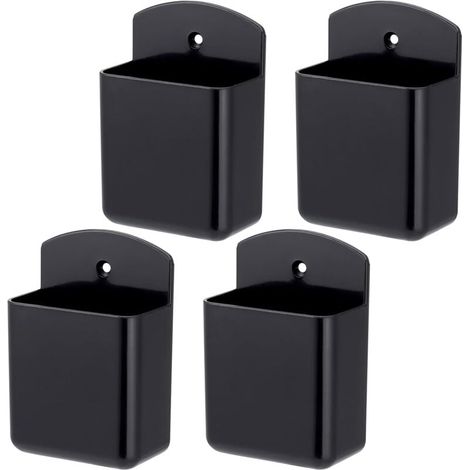 4 Pièces Boîtes de Rangement Autocollantes, supports de télécommande autocollant, support mural de télécommande pour contrôleur, boîte organisatrice porte-stylo noir pour brosse, stylos (1/4)