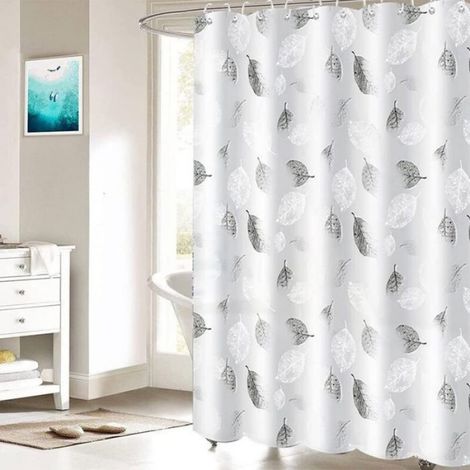 Rideau douche imprimé feuille 180x200cm imperméable (1/5)