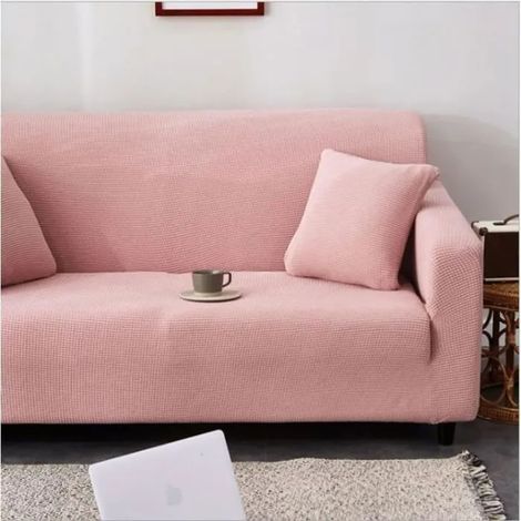 Housse de canapé - Polyester - Rose - 190cm-230cm - Déhoussable - Extensible (1/4)