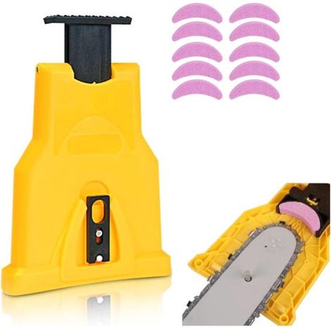 Affilacatene per motosega, kit per affilare catene per motosega, affilacatene portatile con 10 pietre abrasive, utensili da lavoro (1/5)