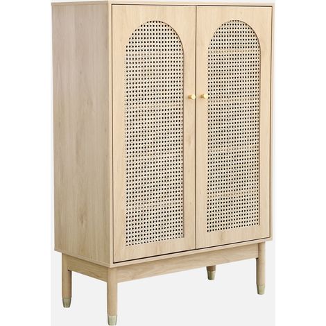 Zapatero de caña con 2 puertas estilo natural (1/5)