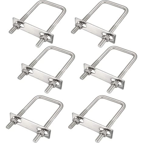 6 Pièces Boulons Carrés U, M8 Acier Inoxydable pour Construction de Tubes et Applications Industrielles (40 x 100 mm) (1/5)