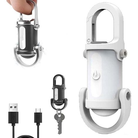 Mini lampe de poche porte-clés étanche 1200 lm rechargeable LED haute luminosité pour randonnée, camping (blanc) (1/5)