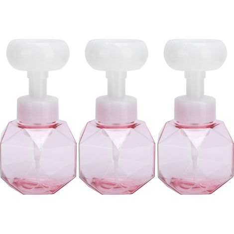3 Pièces Flacon Pompe Mousse PETG 300ml Fleur Rose Transparent pour Cosmétiques et Lavage des Mains (1/5)