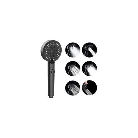 (Nero) Soffione doccia portatile ad alta pressione con 5 modalità, interruttore on/off, soffione doccia, ugelli anti-intasamento, spruzzatore manuale (1/5)