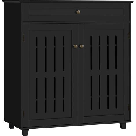 Yaheetech Scarpiera Salvaspazio Mobile Porta Scarpe con Cassetto e Ripiani Regolabili a 4 Livelli Mobiletto Scarpe in Legno 78 x 37 x 86 cm da Ingresso Soggiorno Nero
