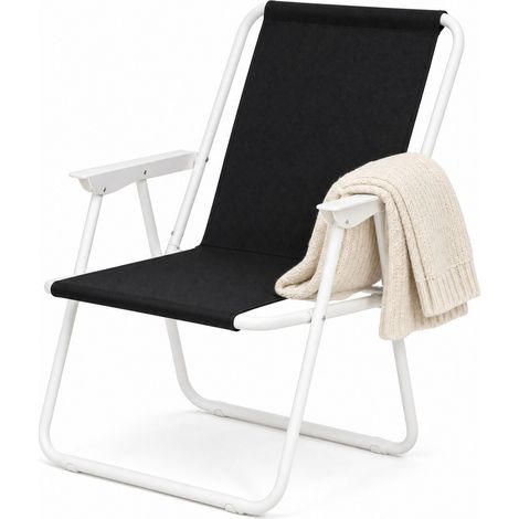 CHICFURN Silla de camping plegable 58 x 53 x 76 cm de oxford y hierro negro, ligera (1/5)