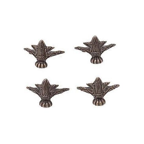 Lot de 4 petits pieds d'angle décoratifs en métal pour boîte à bijoux ou table, avec vis, style vintage (1/5)
