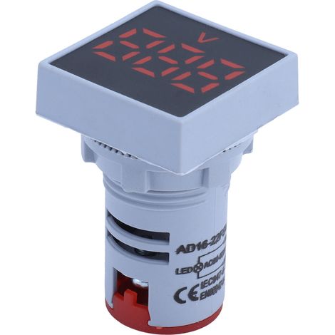 Indicateur de Tension Numérique avec Panneau Givré AD16-22FSV, Mesure 60-500V AC, Affichage Rouge (1/5)