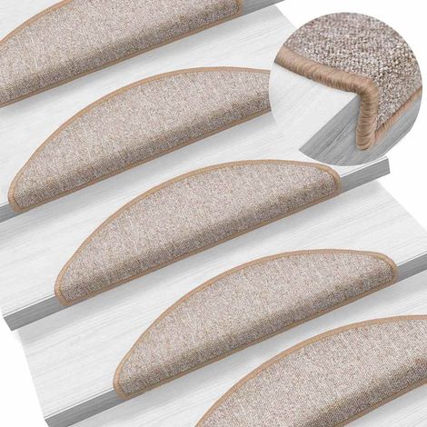 vidaXL Felpudos para escaleras (10 unidades, 56 x 17 x 3 cm, marrón claro, semicirculares) (1/5)