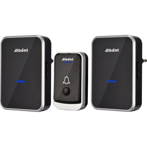 Sonnette sans fil, sonnette électronique étanche avec 2 récepteurs à brancher, portée de 150 m, 45 mélodies, 4 niveaux de volume pour la maison-AquaForge (1/5)