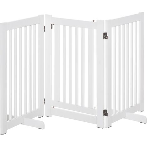 Barriera di sicurezza per cani in MDF bianco, pieghevole e autoportante, 155 x 1,5 x 76 cm (1/5)