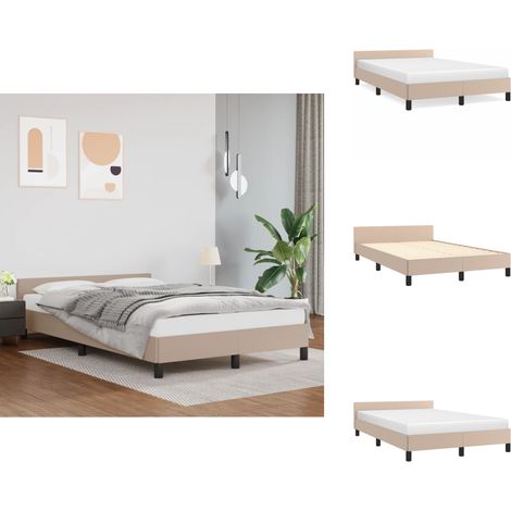 Cadre de lit sans matelas cappuccino 120x190 cm similicuir - Cadre De Lit - Lit Double - Lit Capitonné - Similicuir - Tête De Lit (1/5)