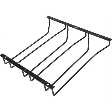 Porte-verres à vin noir de 33,5 cm, 3 rangées, support à verres à vin sous étagère, porte-verres à pied sous meuble (1/5)