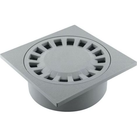 Siphon de cour 200x200 mm avec sortie intégrée Ø63/80/100 mm, gris, en polypropylène – Fitt (1/2)