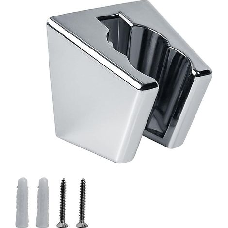 Shower Head Holder, Shower Head Mounts, Wall Mount Shower Holder with Screws, Two Card Slots, Compatible with Most Shower Nozzles, Silver (1/5)