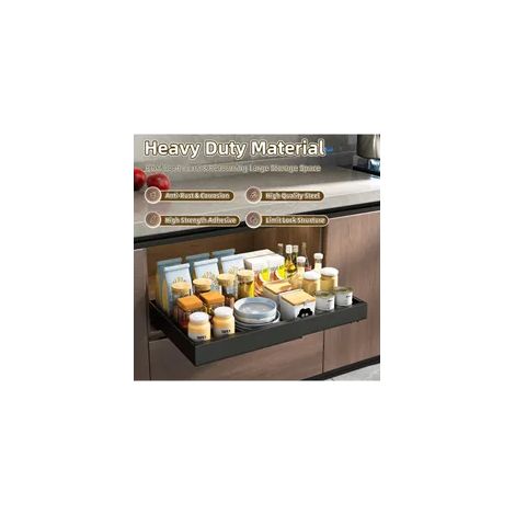 1 Packung Ausziehschrank Organizer, mit 4 Reinigungstücher,verstellbar, Ausziehschublade, schwarz (1/5)