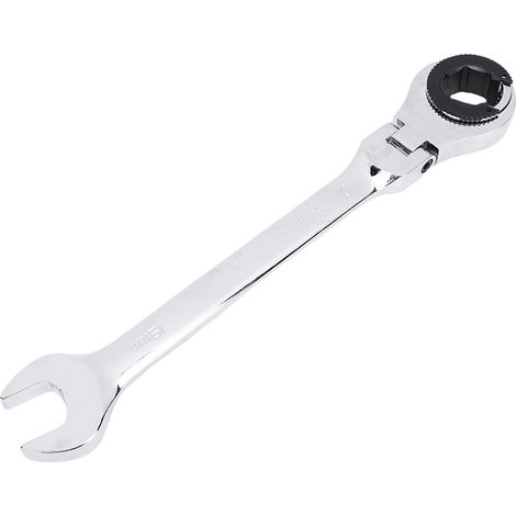 Clé à molette articulée à cliquet 19 mm 72 dents tête flexible 180° réglable pour tuyauterie carburant frein clim (1/5)