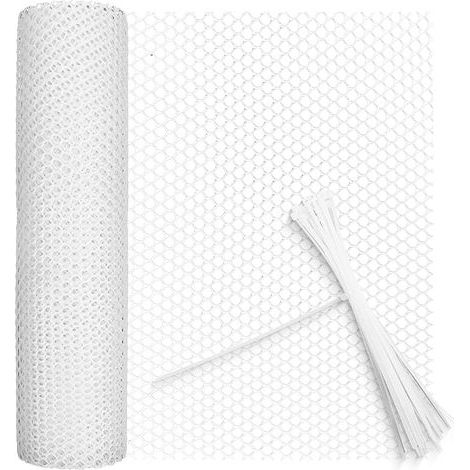 Grillage plastique filet poule grillage souple clôture en plastique trou de 8mm filet pour poulailler (Blanc, 40cm×9m) (1/5)