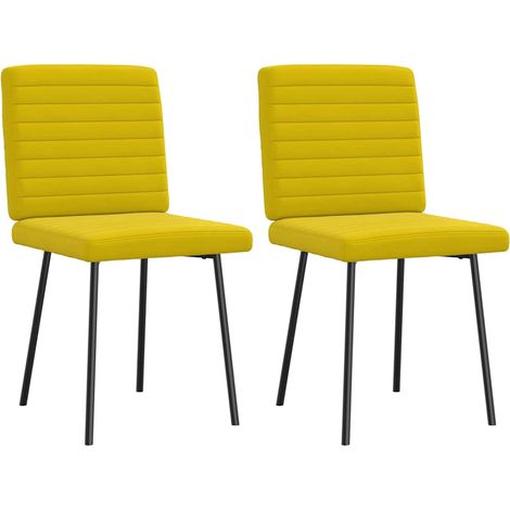 Lot de 2 Chaises à manger，Chaise de cuisine Jaune Velours CFW70731 (1/5)