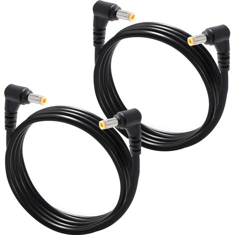 2 Pièces 1m 18AWG 5.5x2.5 mm 24V 12V Rallonges D'alimentation DC, Câble D'extension D'alimentation Angle Droit Mâle vers Angle Droit Mâle, pour Caméra Sécurité CCTV, Noir (1/5)