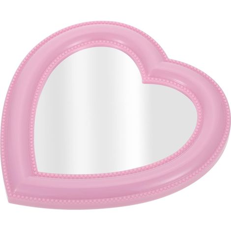 Miroir de table à suspendre au mur en forme de cœur pour femmes et filles Rose