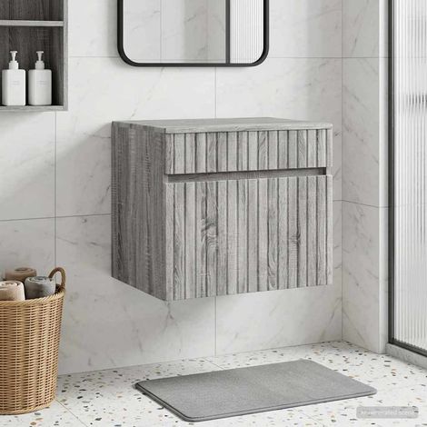 Mueble de baño montado en la pared  gris