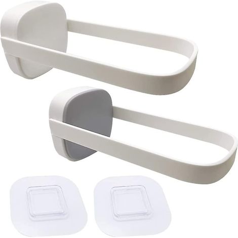 Lot de 2 portants à vêtements muraux pliables et rétractables pour salon, chambre, salle de bain, balcon - Blanc/Gris (1/5)