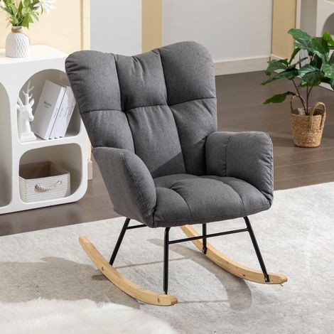 Fauteuil de lit lin gris, style moderne du milieu du siècle, capitonné, assise rembourrée, idéal pour le salon et la chambre. Convient pour le salon et la chambre. (1/5)