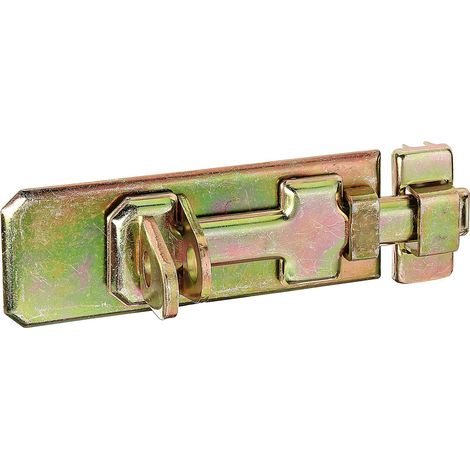 Verrou de sécurité porte-cadenas avec poignée plate et gâche attachée passivé platine 140 x 55 mm (1/2)