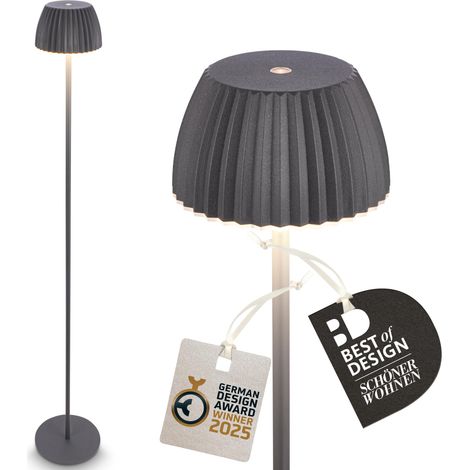 Riffle LED Lampadaire sans fil IP44 avec contrôle tactile, dimmable, fonction mémoire, lampadaire sur pied salon rechargeable, 19x124 cm, anthracite (1/5)