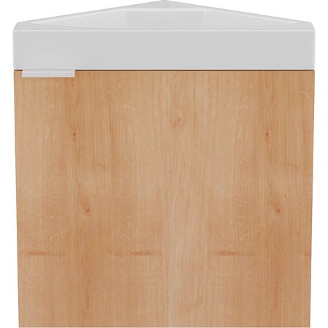 Mobile lavabo angolare sospeso 56 cm Naturale chiaro - MANODO (1/4)