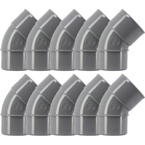 10 coudes PVC évacuation Ø50 Mâle Femelle 45° - Nicoll (1/5)