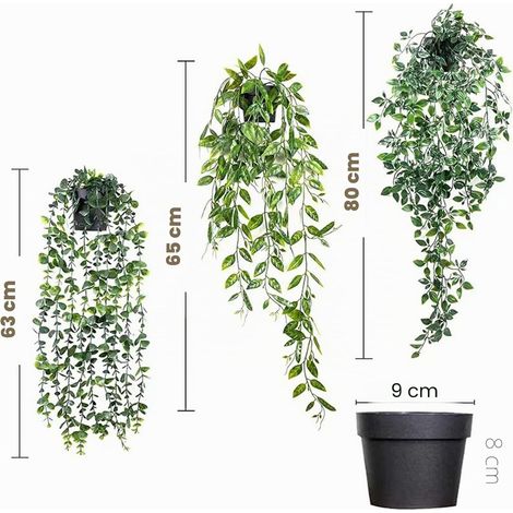 Plantes Suspendues Artificielles 3 Plantes,Artificielles à Suspendre en Pot  Artificielles Fougère Artificielle,pour Mur ou Intérieur ou Extérieur,pour la Maison, Le Mariage, la Décoration Murale (1/5)