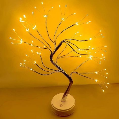 Lampe Arbre - 108 LED Cuivre - Blanc Chaud - Hauteur 50 cm - Lampe de Table Intérieur - 1 Pièce (1/5)