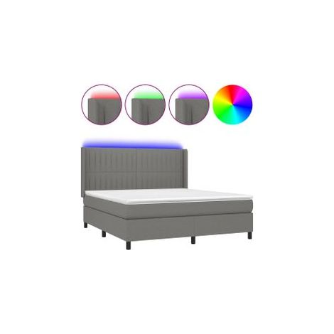Sommier à lattes de lit matelas LED Gris foncé 180x200 Tissu (1/5)