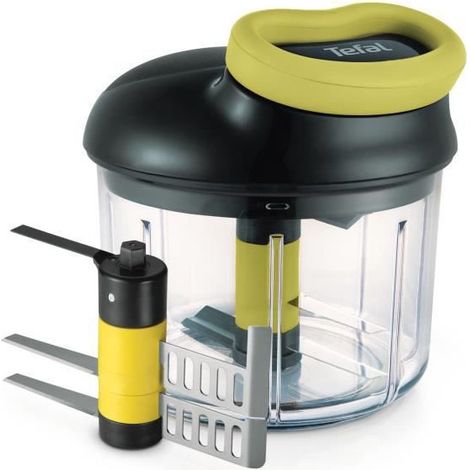 Tefal K1321324 Hachoir 5 sec manuel 900ml, Lames acier inoxydable haute qualite, Decouper, Hacher, Mixer, Cuisine rapide et faci (1/5)