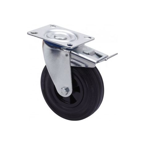 RUEDA 200 GIRATORIA PLATAFORMA PLASTICO/GOMA FRENO 200K